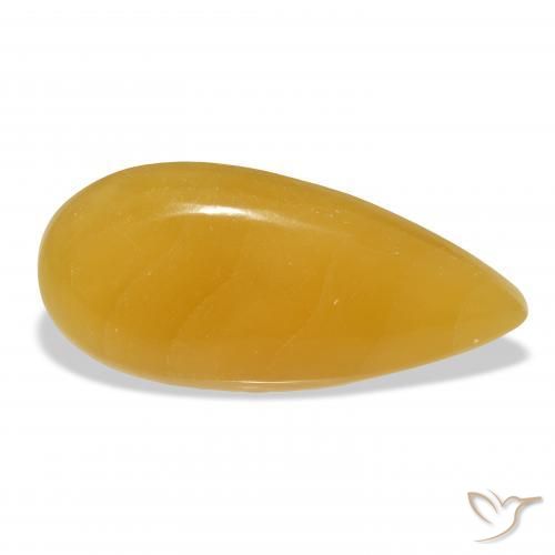 31.92 ct Golden Calcite Stone, Natural Calcite in Pear Cabochon Shape for Sale