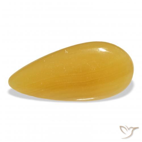 25.95 ct Golden Calcite Gemstone, Calcite Gem in Pear Cabochon Shape for Sale.