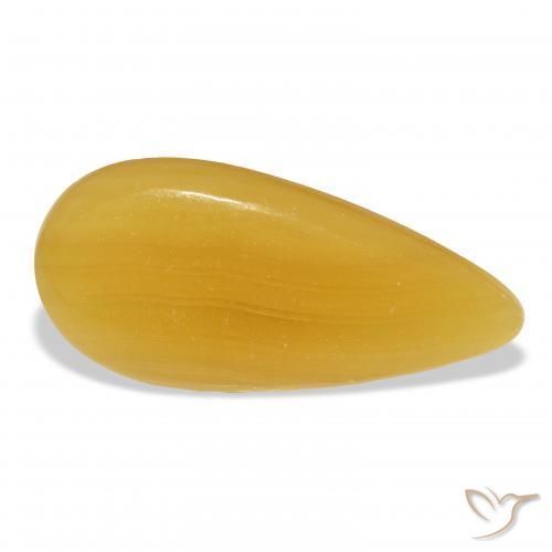 25.95 ct Golden Calcite Stone, Natural Calcite in Pear Cabochon Shape for Sale