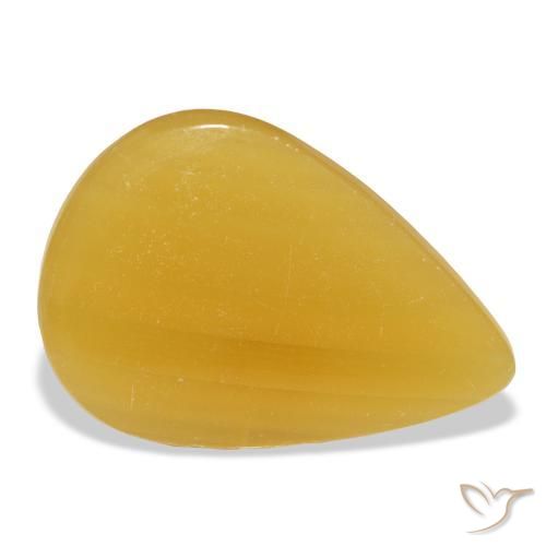 30.50 ct Golden Calcite Stone, Natural Calcite in Pear Cabochon Shape for Sale