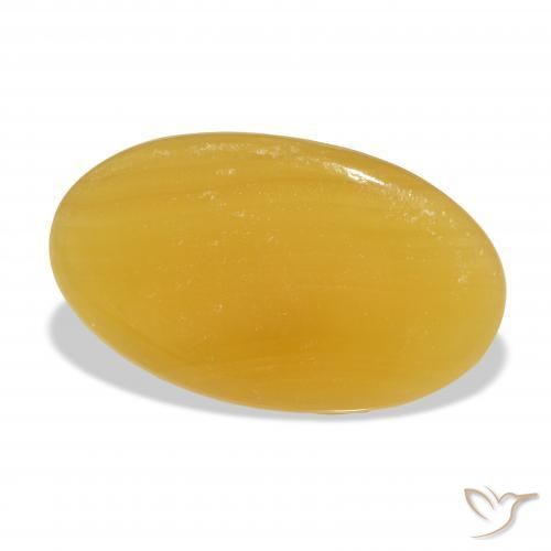33.20 ct Golden Calcite Stone, Natural Calcite in Oval Cabochon Shape for Sale