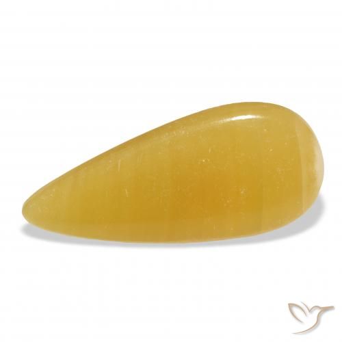 23.53ct Natural Golden-Orange Calcite, Pear Shape, Translucent