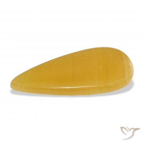 Calcite Gemstone in 38.4 x 17.2 mm Size for Sale, Calcite Stone in Golden-Orange Color