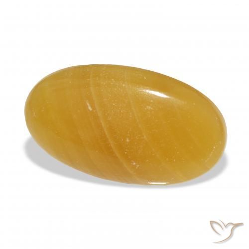 40.55 ct Golden Calcite Stone, Natural Calcite in Oval Cabochon Shape for Sale