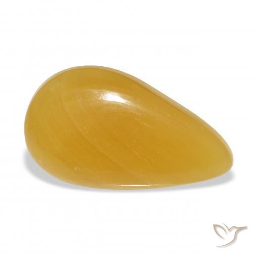 23.92 ct Golden Calcite Stone, Natural Calcite in Pear Cabochon Shape for Sale