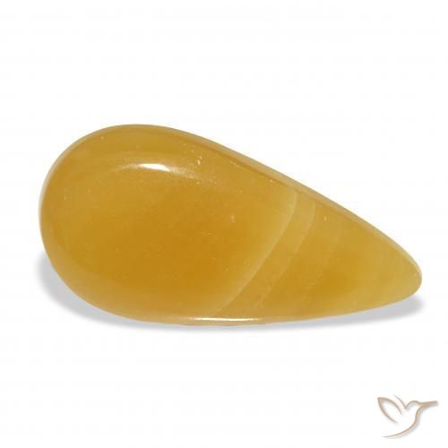 22.75 ct Golden Calcite Stone, Natural Calcite in Pear Cabochon Shape for Sale