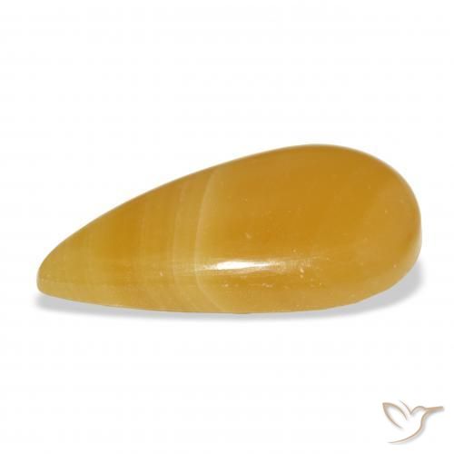 Calcite Gemstone in 31.3 x 15.8 mm Size for Sale, Calcite Stone in Golden-Orange Color