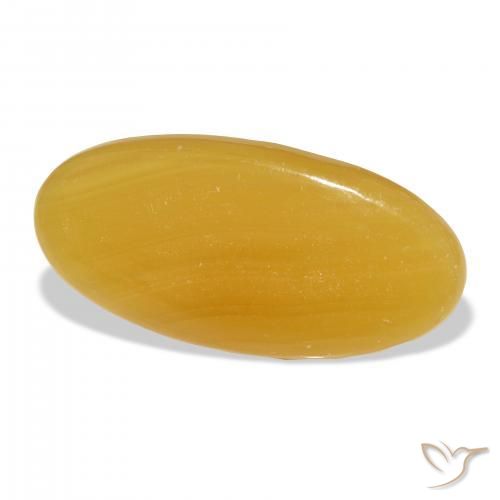 46.77 ct Golden Calcite Stone, Natural Calcite in Oval Cabochon Shape for Sale