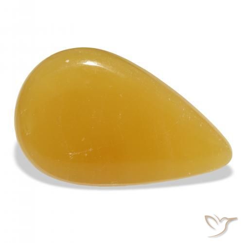 44.94 ct Golden Calcite Stone, Natural Calcite in Pear Cabochon Shape for Sale