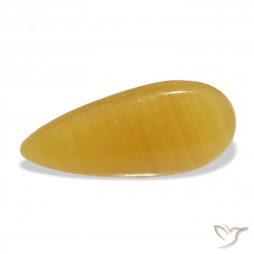 21.39ct Natural Golden-Orange Calcite, Pear Shape, Translucent, Photo A