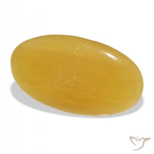 36.45 ct Golden Calcite Stone, Natural Calcite in Oval Cabochon Shape for Sale