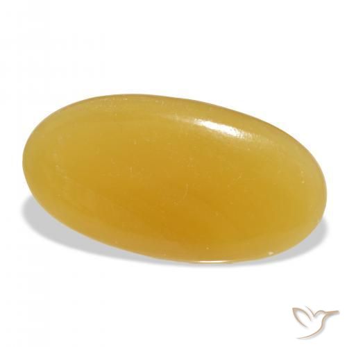 34.58 ct Golden Calcite Stone, Natural Calcite in Oval Cabochon Shape for Sale