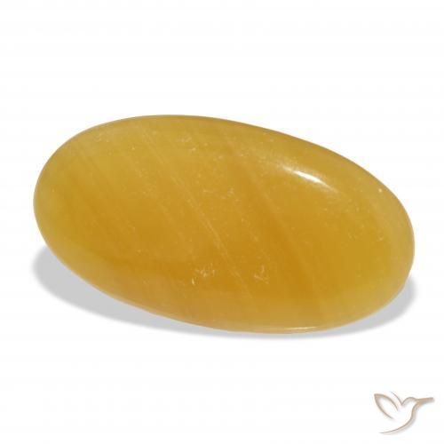 40.31 ct Golden Calcite Stone, Natural Calcite in Oval Cabochon Shape for Sale