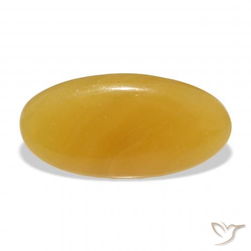 39.08 ct Golden Calcite Gemstone, Calcite Gem in Oval Cabochon Shape for Sale.