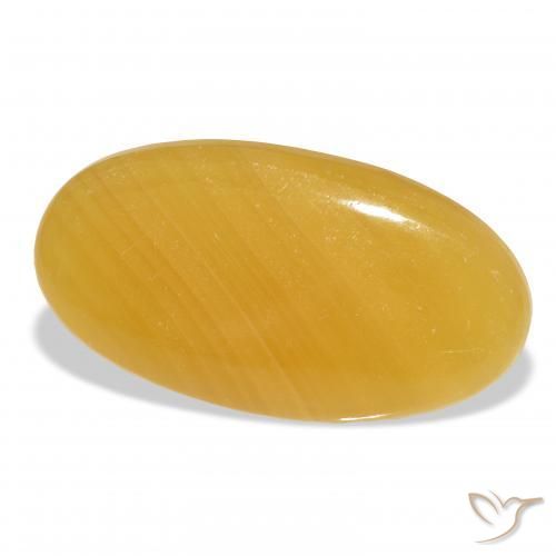 39.54 ct Golden Calcite Stone, Natural Calcite in Oval Cabochon Shape for Sale
