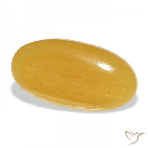 29.14 ct Golden Calcite Stone, Natural Calcite in Oval Cabochon Shape for Sale