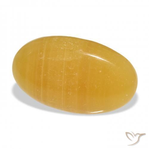 33.18 ct Golden Calcite Stone, Natural Calcite in Oval Cabochon Shape for Sale