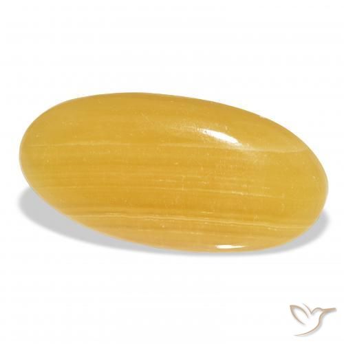 42.14 ct Golden Calcite Stone, Natural Calcite in Oval Cabochon Shape for Sale