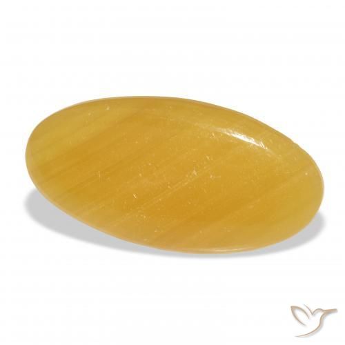 33.36 ct Golden Calcite Stone, Natural Calcite in Oval Cabochon Shape for Sale
