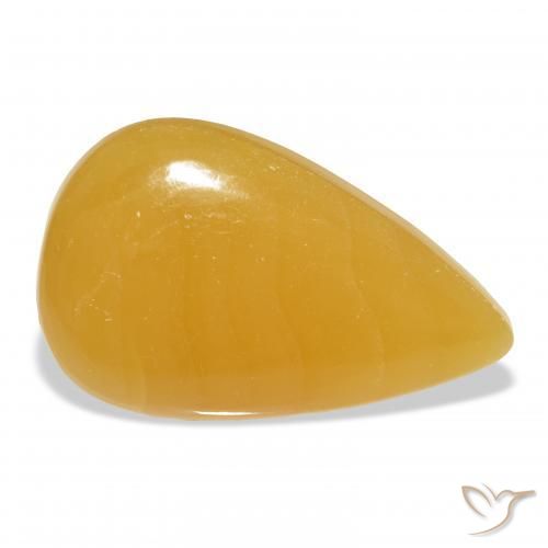 44.63 ct Golden Calcite Stone, Natural Calcite in Pear Cabochon Shape for Sale