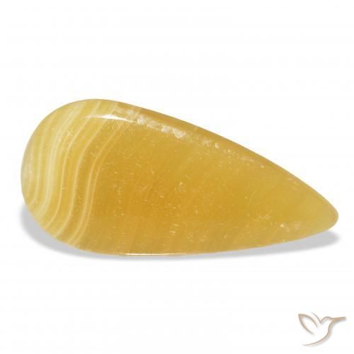24.60 ct Golden Calcite Stone, Natural Calcite in Pear Cabochon Shape for Sale