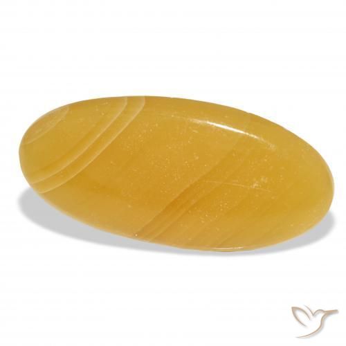 42.91 ct Golden Calcite Stone, Natural Calcite in Oval Cabochon Shape for Sale