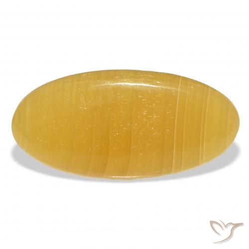 32.67 ct Golden Calcite Gemstone, Calcite Gem in Oval Cabochon Shape for Sale.