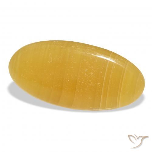 32.67 ct Golden Calcite Stone, Natural Calcite in Oval Cabochon Shape for Sale
