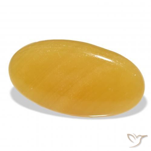 53.06 ct Golden Calcite Stone, Natural Calcite in Oval Cabochon Shape for Sale