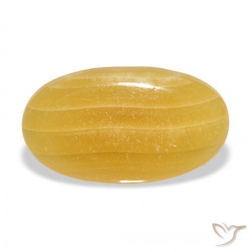 13.57 ct Golden Calcite Gemstone, Calcite Gem in Oval Cabochon Shape for Sale.