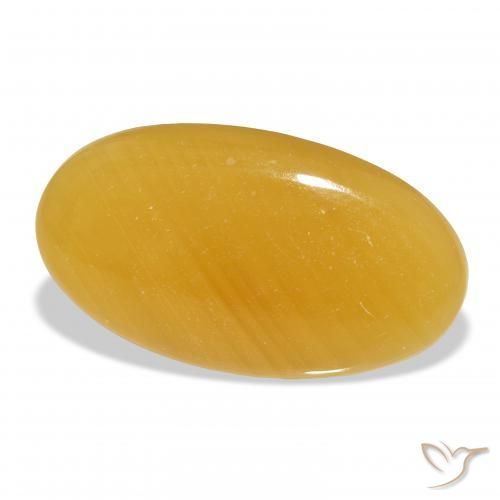40.69 ct Golden Calcite Stone, Natural Calcite in Oval Cabochon Shape for Sale