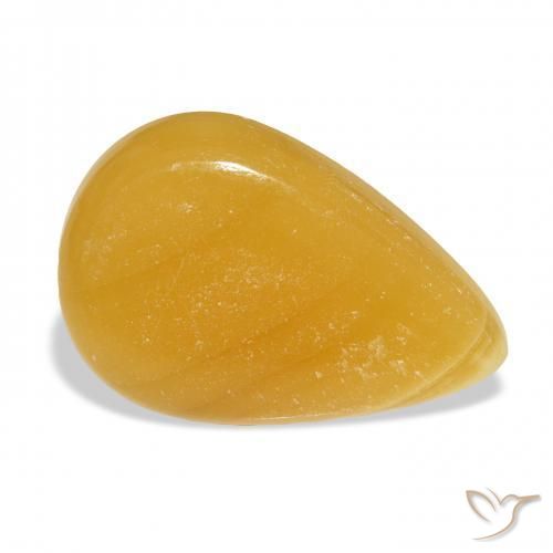 38.52 ct Golden Calcite Stone, Natural Calcite in Pear Cabochon Shape for Sale