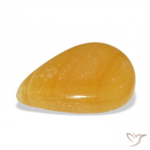 Calcite Gemstone in 32.1 x 21.8 mm Size for Sale, Calcite Stone in Golden-Orange Color