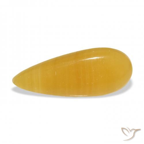 19.07ct Natural Golden-Orange Calcite, Pear Shape, Opaque, Photo A