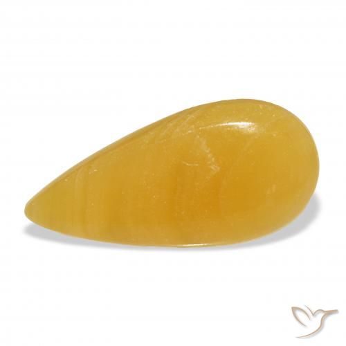21.10ct Natural Golden-Orange Calcite, Pear Shape, Translucent