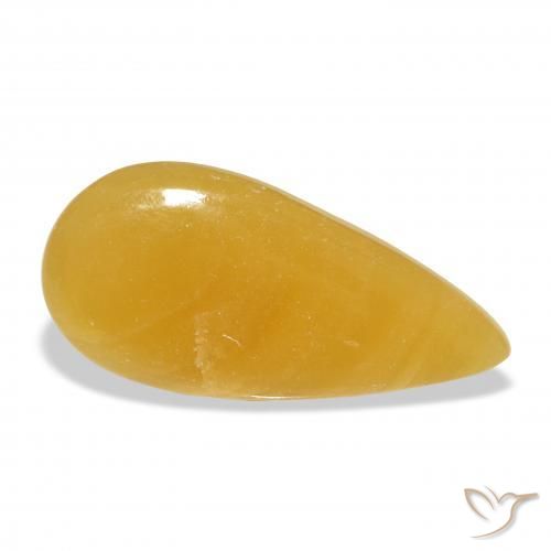 21.10 ct Golden Calcite Stone, Natural Calcite in Pear Cabochon Shape for Sale