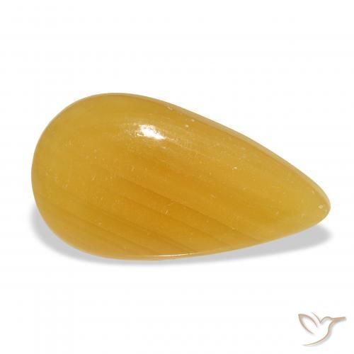 20.22 ct Golden Calcite Stone, Natural Calcite in Pear Cabochon Shape for Sale