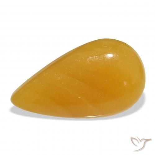 58.56 ct Golden Calcite Gemstone, Calcite Gem in Pear Cabochon Shape for Sale.