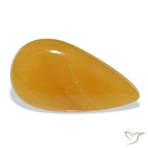 58.56 ct Golden Calcite Stone, Natural Calcite in Pear Cabochon Shape for Sale