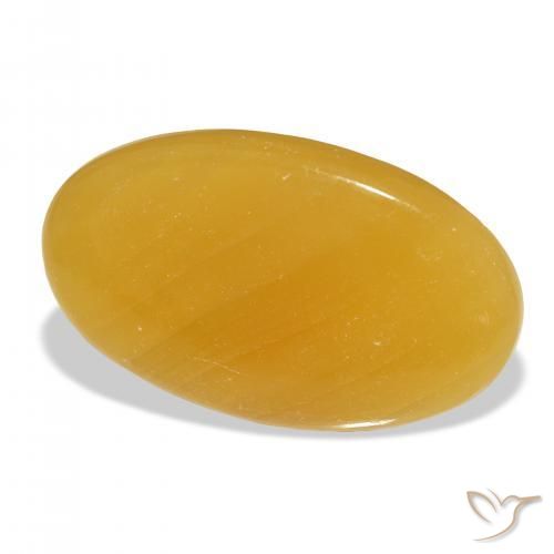 46.33 ct Golden Calcite Stone, Natural Calcite in Oval Cabochon Shape for Sale