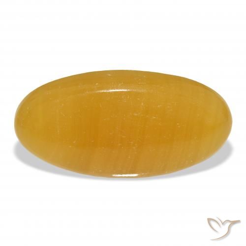 50.15 ct Golden Calcite Gemstone, Calcite Gem in Oval Cabochon Shape for Sale.
