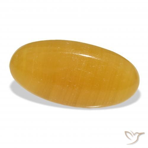 50.15 ct Golden Calcite Stone, Natural Calcite in Oval Cabochon Shape for Sale