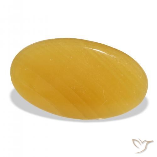 37.32 ct Golden Calcite Stone, Natural Calcite in Oval Cabochon Shape for Sale