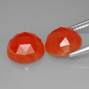 Carnelian Gemstone in 9 mm (calibrated) Size for Sale, Carnelian Stone in Red Orange Color