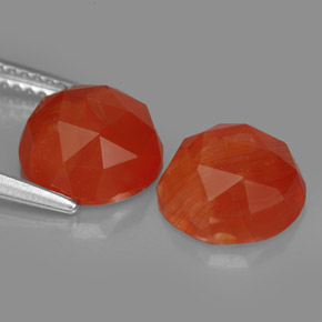 Carnelian Gemstone in 9 mm (calibrated) Size for Sale, Carnelian Stone in Red Orange Color