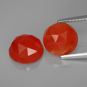 4.98 ct Orange Carnelian Stone, Natural Carnelian in Round Rose-Cut Shape for Sale