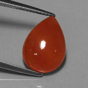 5.40 ct Orange Carnelian Gemstone, Carnelian Gem in Pear Cabochon Shape for Sale.