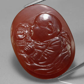 21.22 ct Red Carnelian Gemstone, Carnelian Gem in Carved Cameo Shape for Sale.