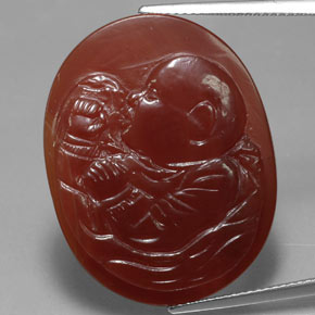 21.22 ct Red Carnelian Stone, Natural Carnelian in Carved Cameo Shape for Sale