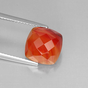 3.91 ct Orange Carnelian Gemstone, Carnelian Gem in Cushion Rose-Cut Shape for Sale.